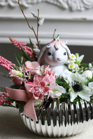 Srebrna Sielanka Sweetie Bunny, stroik wielkanocny w naczyniu