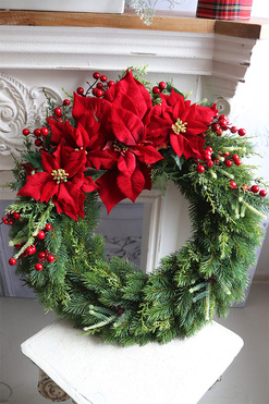 Gwiazda betlejemska Hillton 3, świąteczny wianek dekoracyjny, śr.60cm 