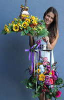 Angelo Garden Jesień, lampion nagrobny ze słonecznikami, wys.41cm