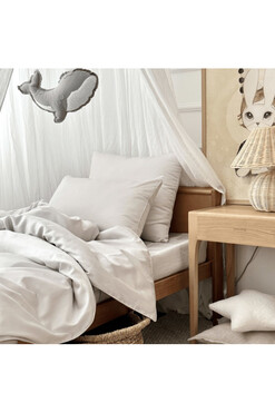 Cotton Minimal, komplet pościeli bawełnianej, jasny szary, 160x200