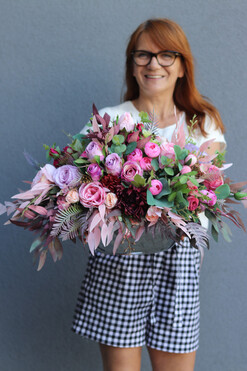 Tehera Silver, barwna kompozycja w srebrnej donicy, wym.34x60cm 