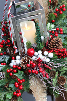 Angelo Winter Red, srebrny lampion nagrobny ze świecą LED,