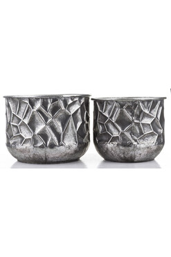 Kiruna, srebrna metalowa donica, kpl.2szt 