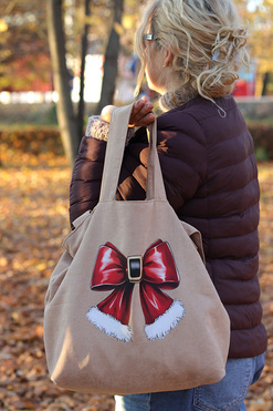 OD RĘKI Xmas Style, świąteczna torba zakupowa, kokarda, wym.39x28x13cm