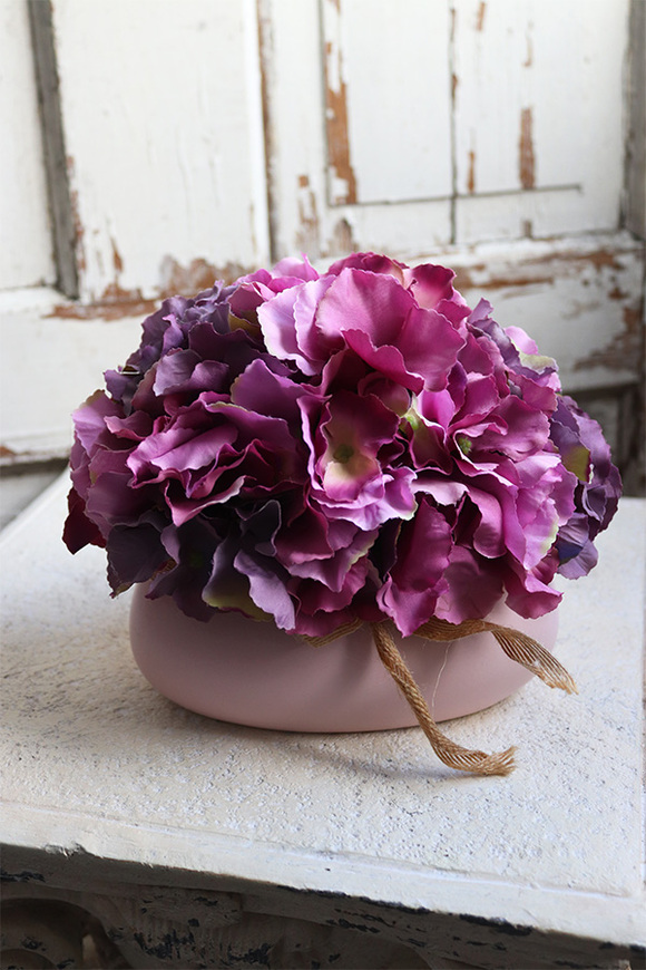 Bellin, różowa kompozycja z kwiatów hortensji, wym.20x20x15cm 