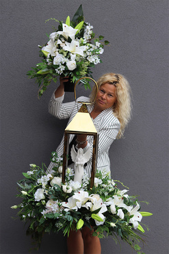 Angelo Garden Premium 3, zestaw dekoracji nagrobnych, lampion+bukiet