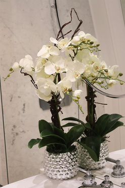 Silver Mermaid, sztuczny storczyk w lustrzanej donicy, wys.65cm