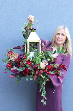 Angelo Garden Bordone, lampion nagrobny z kwiatami, wys.46cm