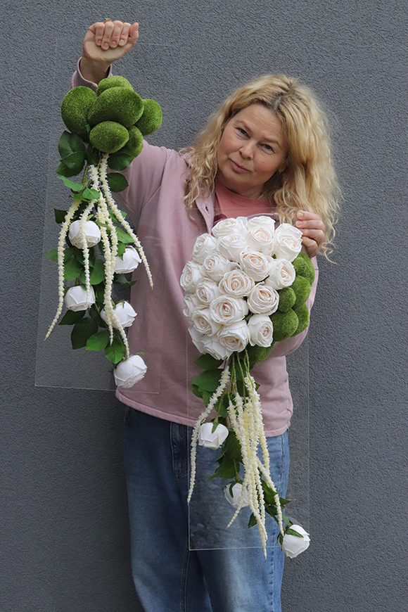 Clear Design Roses Ecru, dekoracja nagrobna na płycie