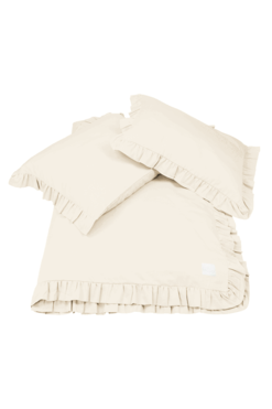 Margaret, komplet pościeli bawełnianej z falbaną, waniliowa, 200x220 