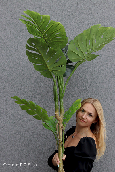 Monstera F, sztuczne drzewko w osłonce donicy