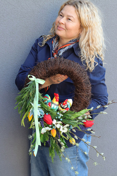 Folk Easter, wielkanocny wianek na drzwi