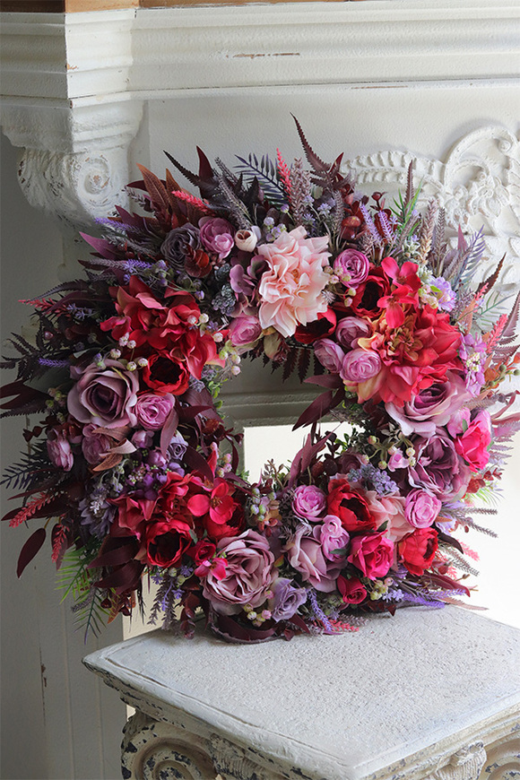 Melise Morelia, fioletowo-różowy wianek kwiatowy