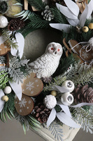 Zimowa Sowa, świąteczny wianek na drzwi