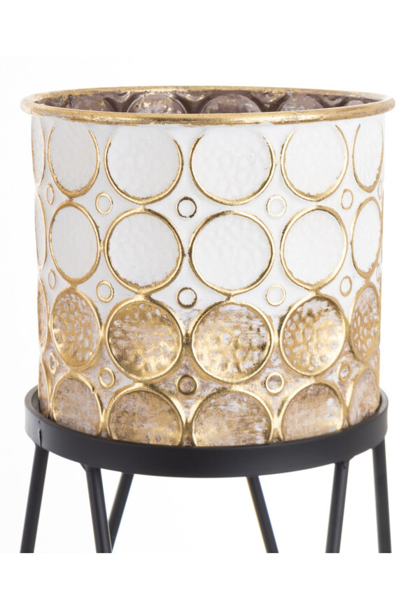 Chartes metalowa osłonka w stojaku kwietnik dwie sztuki