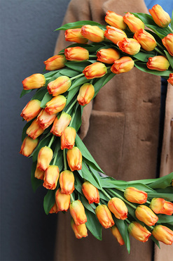 Witaj Wiosno Orange Big, wianek z tulipanów, śr.60cm  