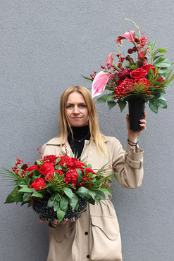 Bordosena, bukiet nagrobny we wkładzie, dł.50cm 