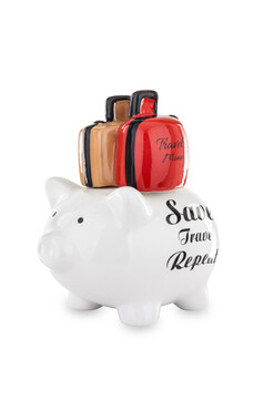 Piggy Back B, świnka - skarbonka z walizkami, wym.18x18x12cm 