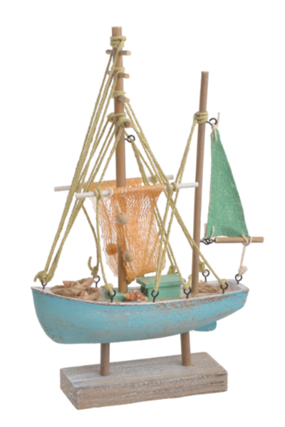 figurka żaglówka Morze Śródziemne, figurka drewniana, wys.31cm