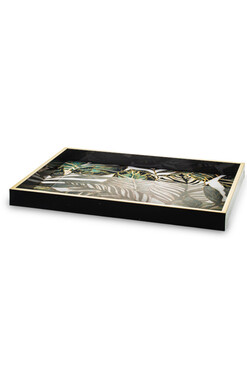 Tropicana Black, melaminowa taca ze wzorem, wym.48x35cm