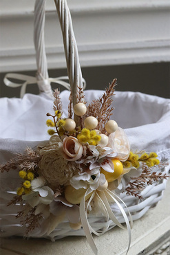 Romantic Mimosa, dekorowany koszyczek wielkanocny, wys.33cm
