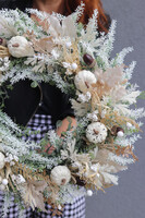 November Sun, boho jesienny wianek z dyniami