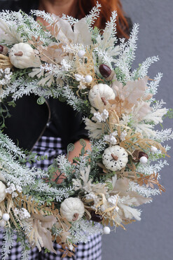 November Sun, boho jesienny wianek z dyniami, śr.47cm