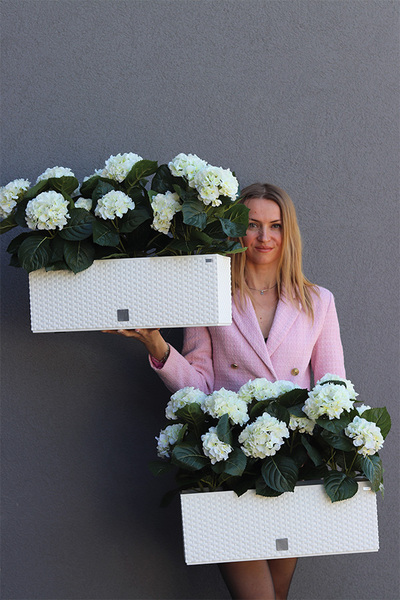 Hortensje Biel, sztuczne kwiaty na balkon i parapet	