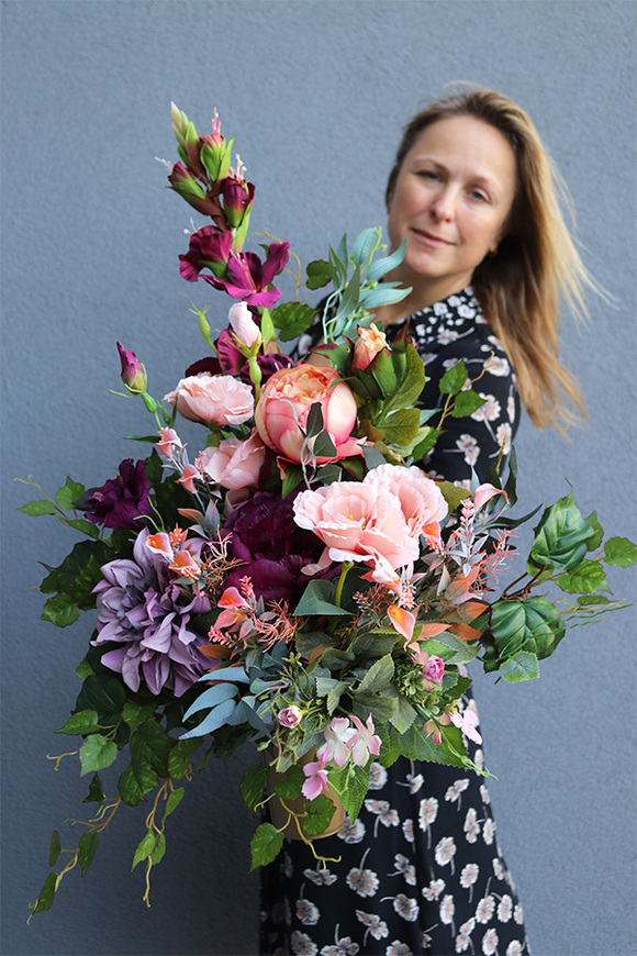 Lissa, fioletowy komplet dekoracji nagrobnych, duża wiązanka+bukiet