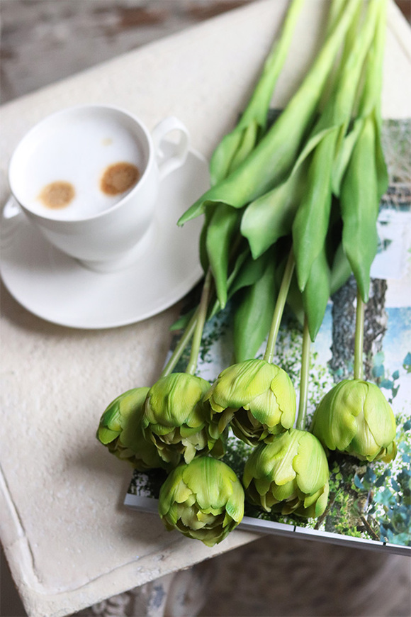 bukiet tulipanów silikonowych, Maggio Green, 6szt. dł.46cm