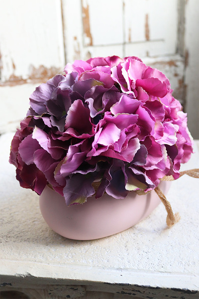 Bellin, różowa kompozycja z kwiatów hortensji, wym.20x20x15cm 