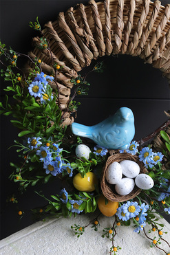Blue Bird Spring, wiosenny wianek dekoracyjny, rozp.42cm