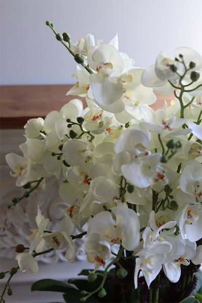 Padwa Grey 2, sztuczny storczyk w szarej donicy