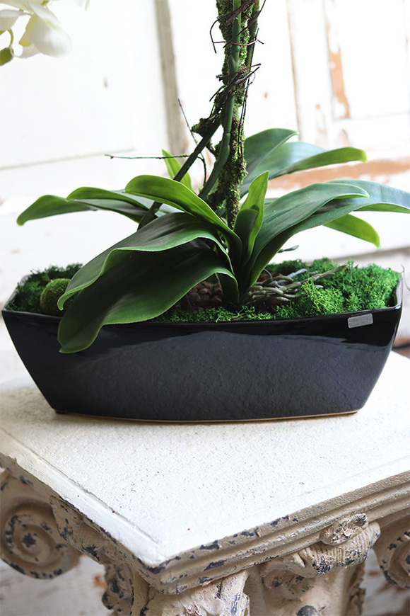 Leas Black, sztuczny storczyk w prostokątnej donicy, wys.58cm