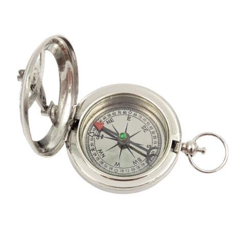 Srebrnik, mosiężny zegar słoneczny z kompasem, śr.4.5cm