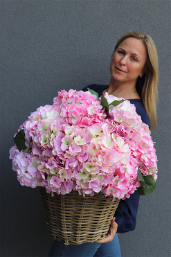 bogaty kosz z hortensjami Provance Pink 2, wys.58cm  