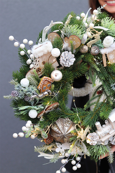 Bianco Christmas LED, wianek świąteczny