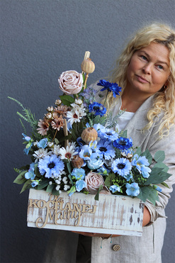 Niebieska Polana, dekoracja nagrobna z dedykacją, wys.81cm 