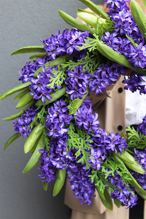 Hiacynty Fiolet, wiosenny wianek z hiacyntami