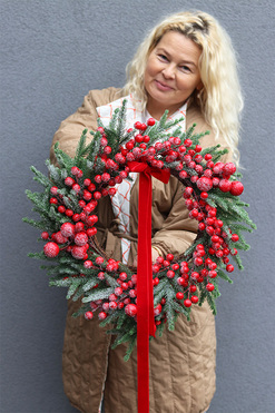 Mroźne Jagody, świąteczny wianek dekoracyjny, śr.47cm 