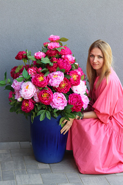Peonies Extra, podłogowa dekoracja kwiatowa, wys.106cm