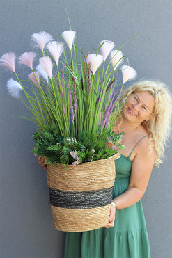 Cairo Basket, sztuczna trawa w koszu z ziołami, wys.98cm