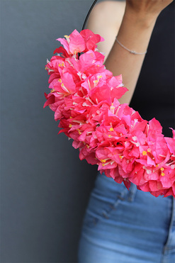 Pink Bugenville Subtelle, różowy wianek na drzwi na obręczy, rozp.37cm