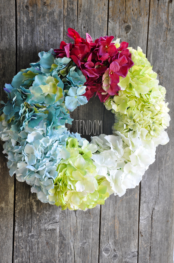 Hortensja Kolory wianek na drzwi, śr.38cm 
