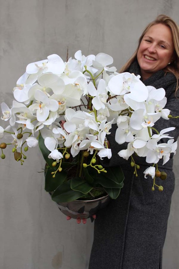 Srebrna Weranda, elegancki storczyk w wazonie Glamour, wys.74cm