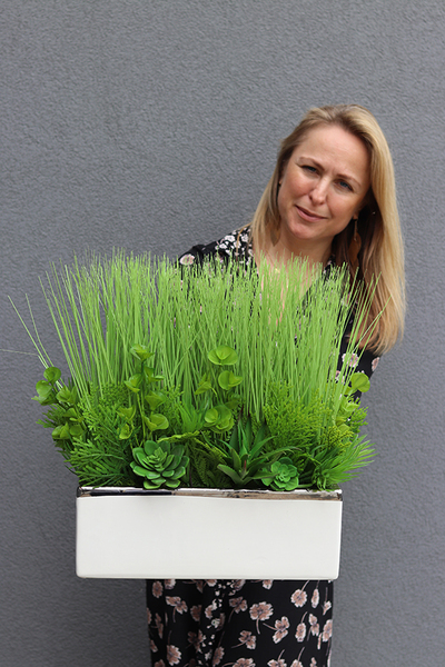 Anya Simple, stylowa sztuczna trawa z sukulentami, wys.47cm