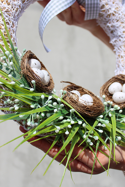 dekoracyjny wianek wielkanocny Koronkowy 6, śr.30cm