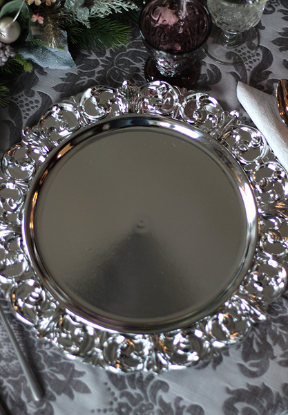 Silver Christmas, dekoracyjna taca / talerz z tworzywa, śr.35cm