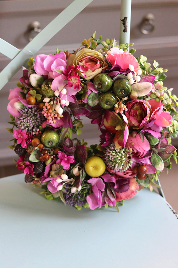 dekoracyjny wianek na drzwi, Violett Garden, śr.25cm 