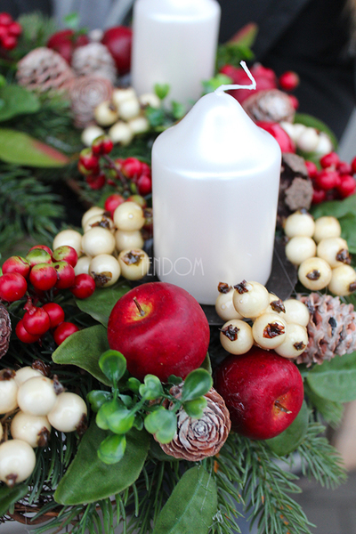 bożonarodzeniowy wieniec adwentowy wianek / stroik Christmas, śr.35cm